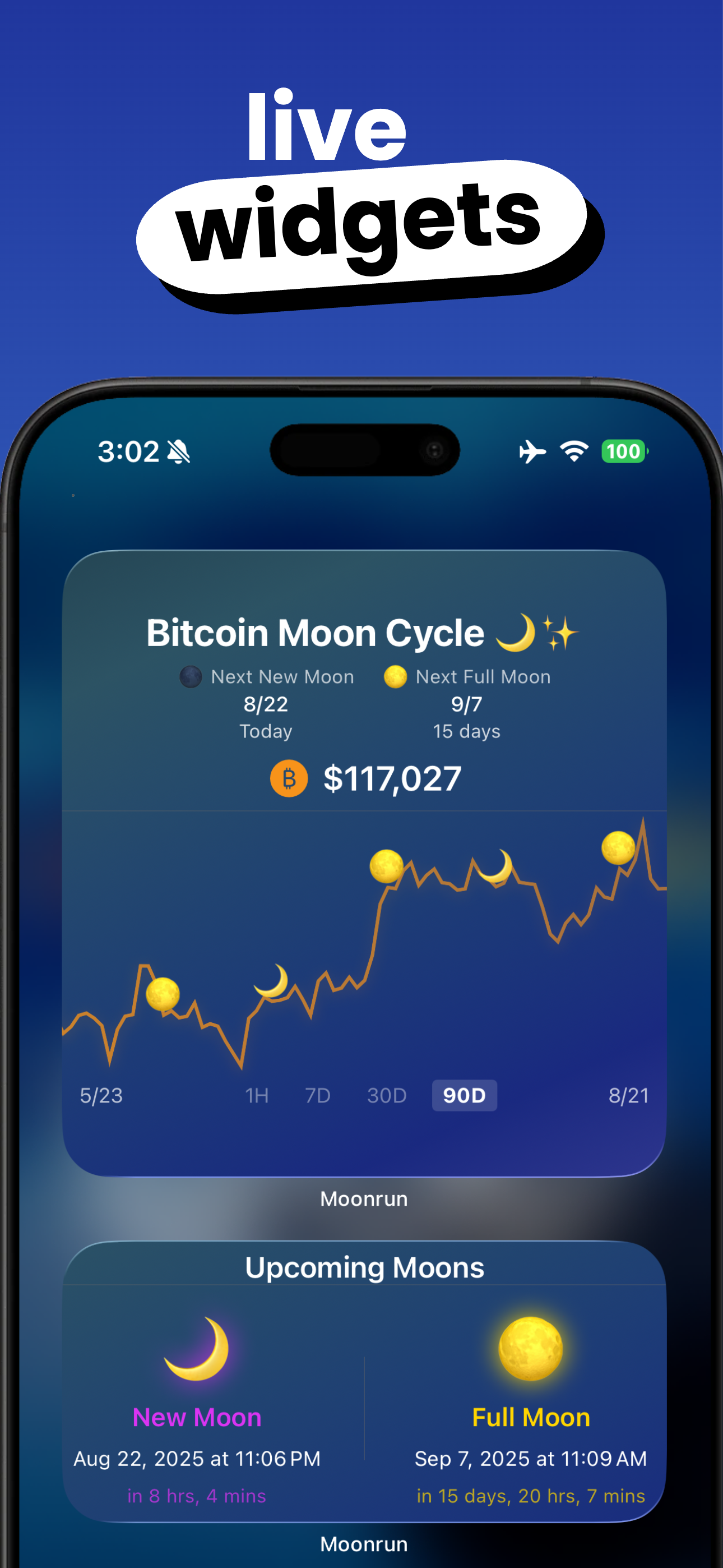 Astrology Markets iOS moon phase widget